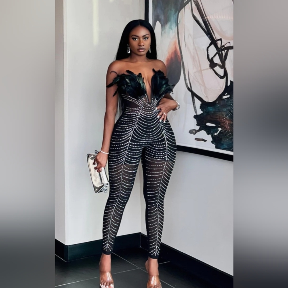 Diamond feathered Jumpsuit